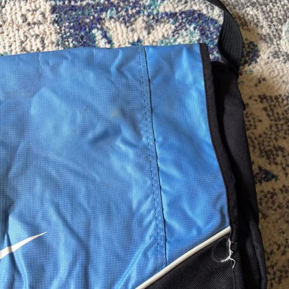 Vintage Y2K Nike Blue & Black Crossbody Messenger Bag White Swoosh Laptop Bag